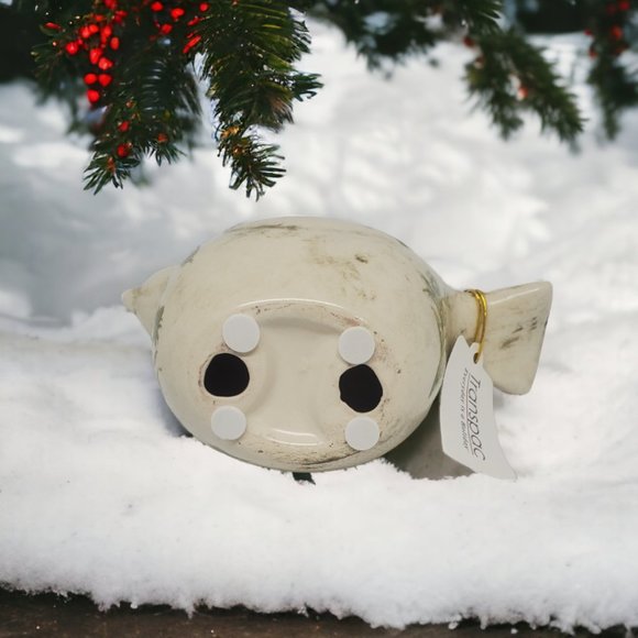 Ceramic Toile Bird Figurine  by Transpac - Cream & Green Floral -  Looking Up - Picture 6 of 7